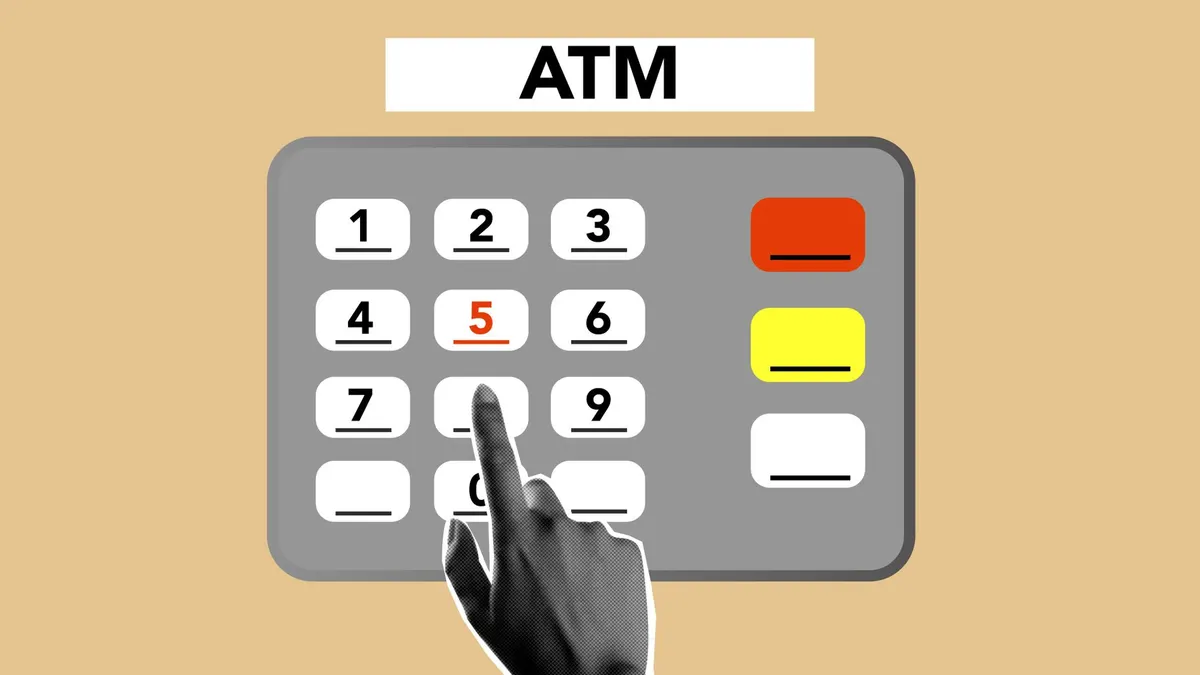 Mano marcando el PIN en un cajero automático
